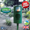 The CATWatch Ultrasonic cat deterrent protecting a patio.