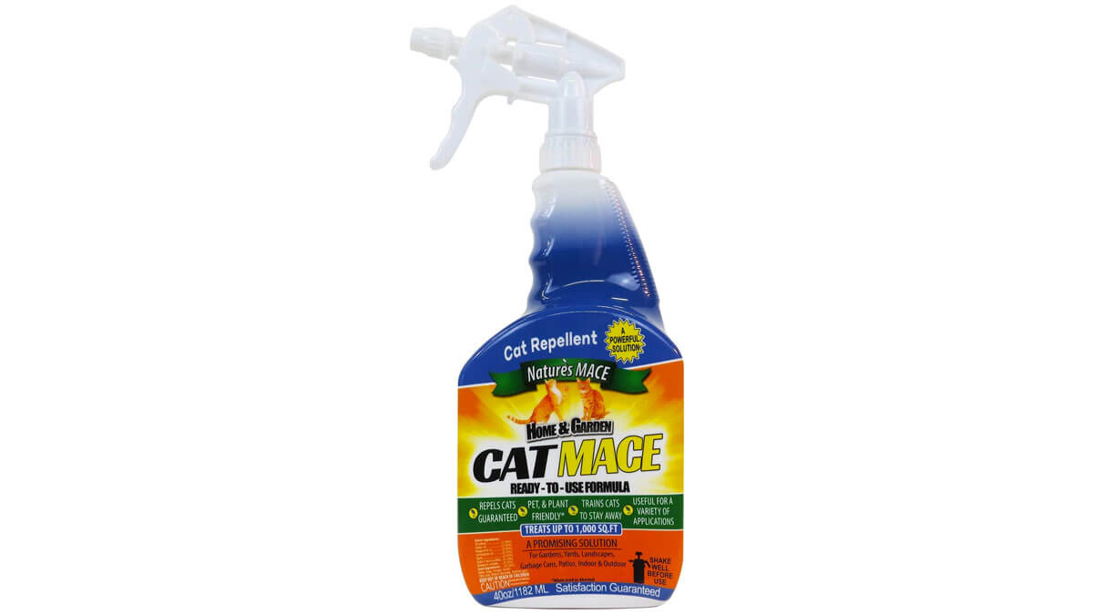 Nature's Mace cat repellent spray for keeping cats off off paths, patios, decks, porches etc...