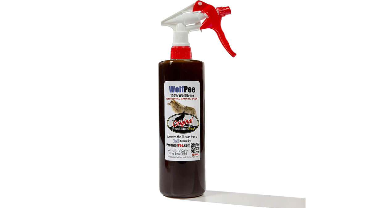 100% wolf urine by Predator Pee for deterring animals including domestic and feral cats.